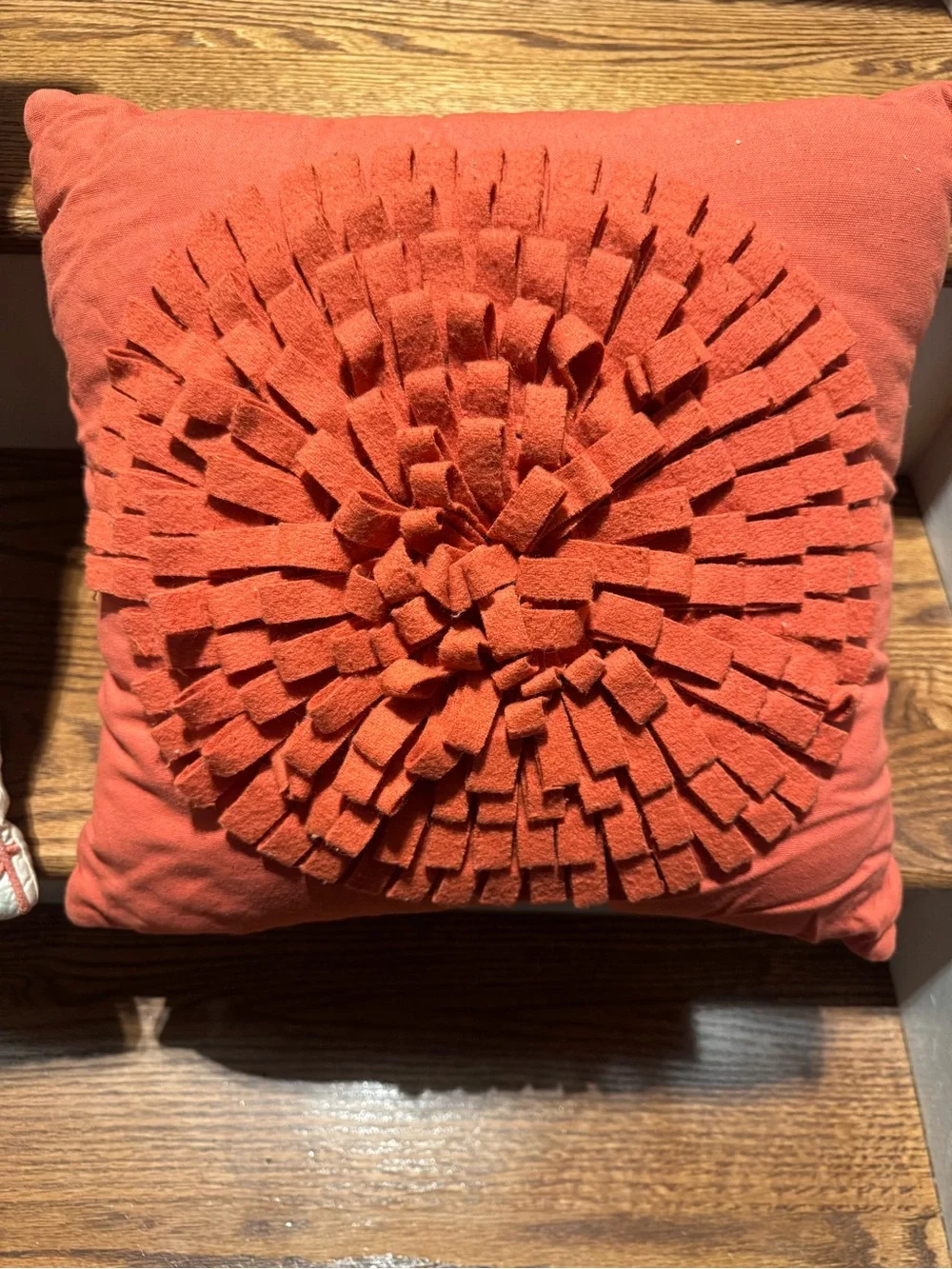Decorative Textured Accent Pillows in Dark Coral and Cream